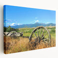 Large canvas print of a tranquil Montana landscape in soft green and blue tones, suitable for kitchen wall art.
