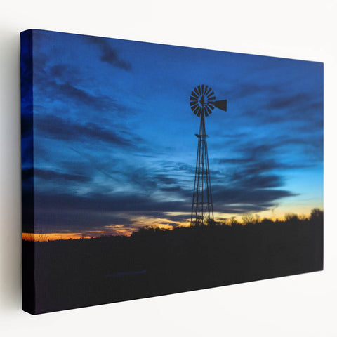 Large stretched canvas depicting a serene Nebraska landscape in soft earth tones, ideal for kitchen wall decor.