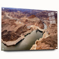 Acrylic print of Hoover Dam in muted gray and blue tones, suitable for bedroom or dining room decor.