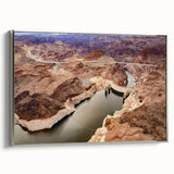 Framed canvas landscape art painting of Hoover Dam in muted black and silver tones, ideal for office or study decor.
