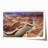 Extra large wall art of Hoover Dam in muted gray and blue tones on rolled canvas, ideal for art wall dining room.