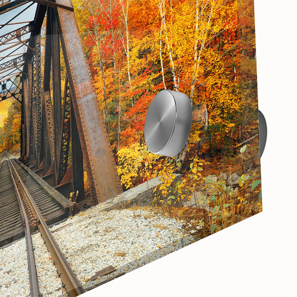 Large abstract wall art depicting a New Hampshire scenery in mid-century modernist style.