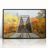 Large abstract wall art depicting a serene New Hampshire landscape in subdued earth tones, framed in black acrylic.