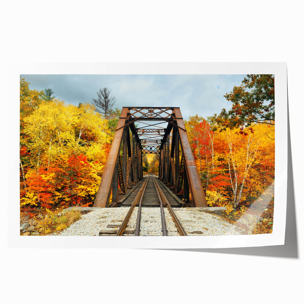 Extra large rolled print of New Hampshire scenery with vibrant green and floral elements, ideal for art wall dining room.