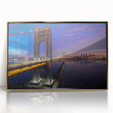 Mid-century modernist art depicting a New Jersey landscape in muted earth tones on a framed acrylic print.