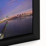 Close-up of a textured black wall art featuring a colorful New Jersey scenery on a framed canvas.