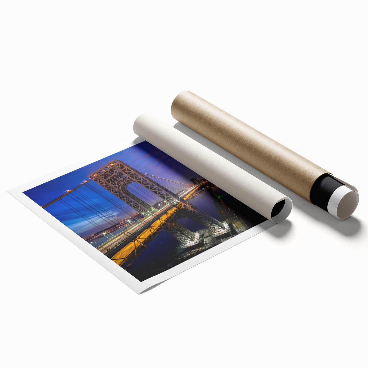 Rolled print of a serene New Jersey landscape with soft floral elements in muted colors.
