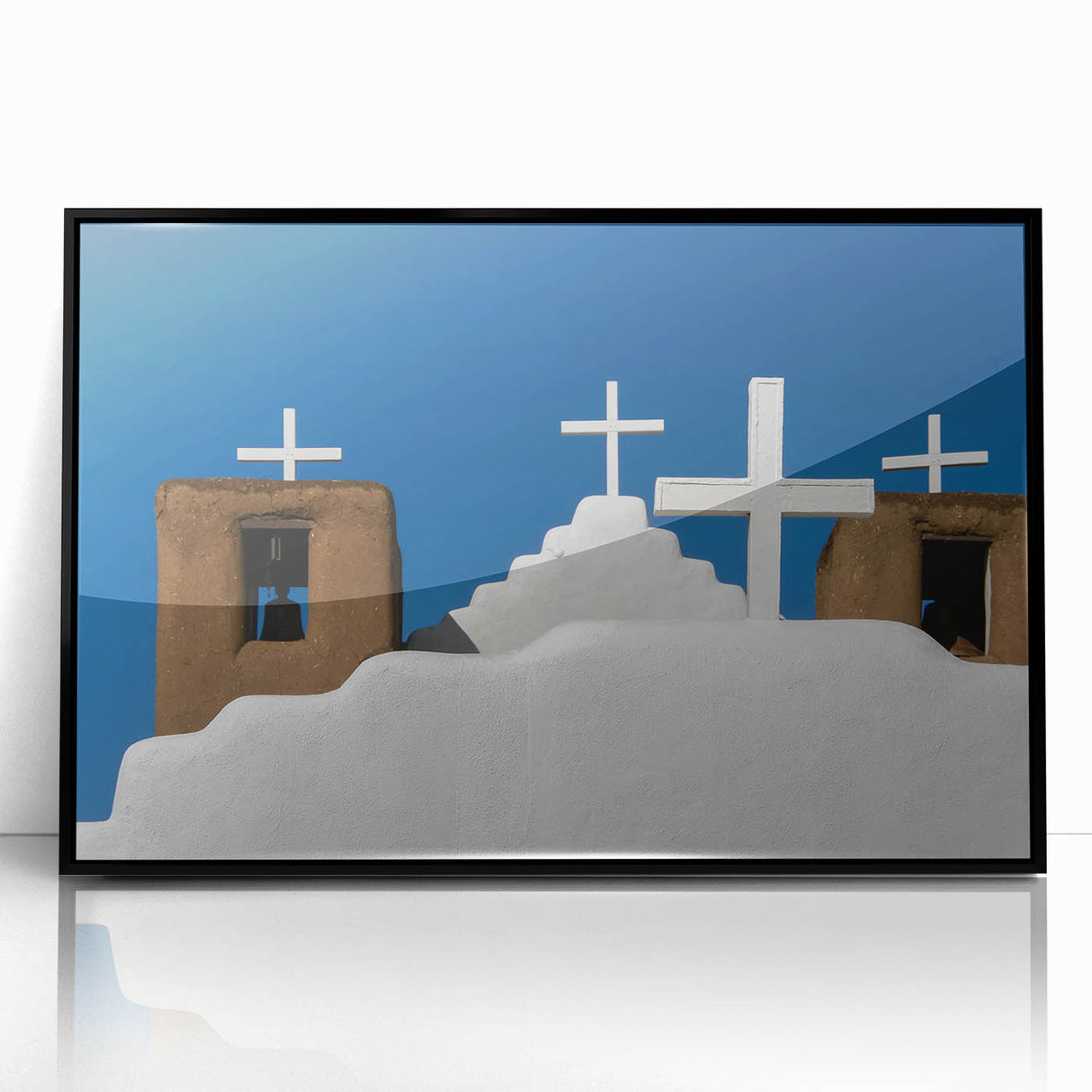 Large abstract wall art depicting a New Mexico landscape in muted earth tones on a framed acrylic.