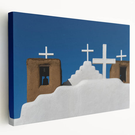 Large art print of New Mexico scenery on stretched canvas, featuring earthy tones, ideal for kitchen wall decor.