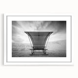 Abstract art print of White Sands, New Mexico in muted beige and white tones on a framed canvas.