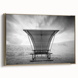 Framed canvas of White Sands, New Mexico landscape in muted earth tones, ideal for bedroom wall art.