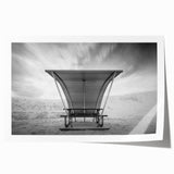 White Sands desert landscape in muted beige and blue tones on a large rolled canvas, suitable for dining room wall art.