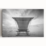 Black and white photograph of White Sands in New Mexico on stretched canvas, ideal for kitchen wall art.