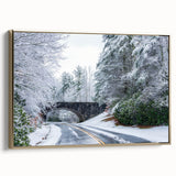 Framed canvas of Blue Ridge landscape in North Carolina, featuring muted earth tones, ideal for bedroom wall art.