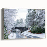 Framed canvas of a Blue Ridge landscape painting in muted earth tones, ideal for adding a vintage touch to any room.