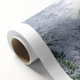 Art deco poster of Blue Ridge, North Carolina scenery in soft pastel shades on rolled canvas, ideal for nursery wall art.