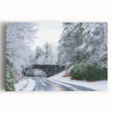 Black and white stretched canvas of the Blue Ridge Mountains, ideal for kitchen wall art.