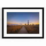 Colorful abstract art print of Cape Hatteras, featuring vibrant blue and orange hues on a textured canvas.