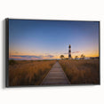 Black and white framed canvas of Cape Hatteras landscape, ideal for bedroom wall decor.