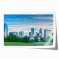 Rolled print of Charlotte, North Carolina skyline in muted gray tones, ideal for art wall dining room.