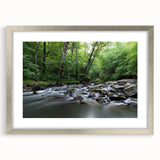 Textured abstract art print of Durham, North Carolina in muted earth tones on a framed silver mat.