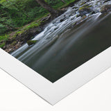 Art deco poster of Durham, North Carolina skyline in muted gray and blue tones on rolled canvas.