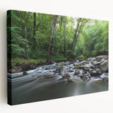 Large stretched canvas featuring a detailed Durham, North Carolina cityscape in muted earth tones.