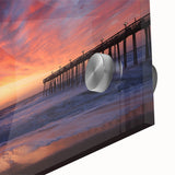 Large abstract wall art depicting the Outer Banks in North Carolina with muted blue and beige tones on acrylic glass.