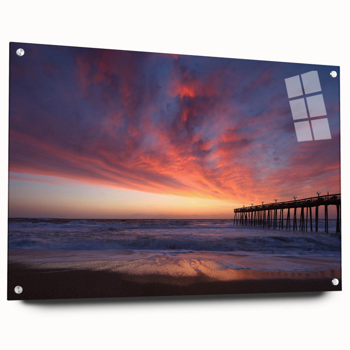 Acrylic print of Outer Banks, North Carolina scenery in muted earth tones, ideal for bedroom or dining room decor.