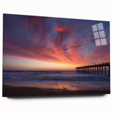 Large abstract wall art of the Outer Banks in muted blue and green tones on acrylic glass.