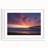 Abstract art print of the Outer Banks in pastel shades on a framed white mat, suitable for bedroom or dining room decor.