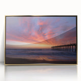 Framed acrylic print of Outer Banks, North Carolina, in muted earth tones, showcasing a mid-century modernist style.