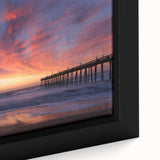 Framed canvas featuring a textured depiction of the Outer Banks in North Carolina with a palette of black and colorful art.