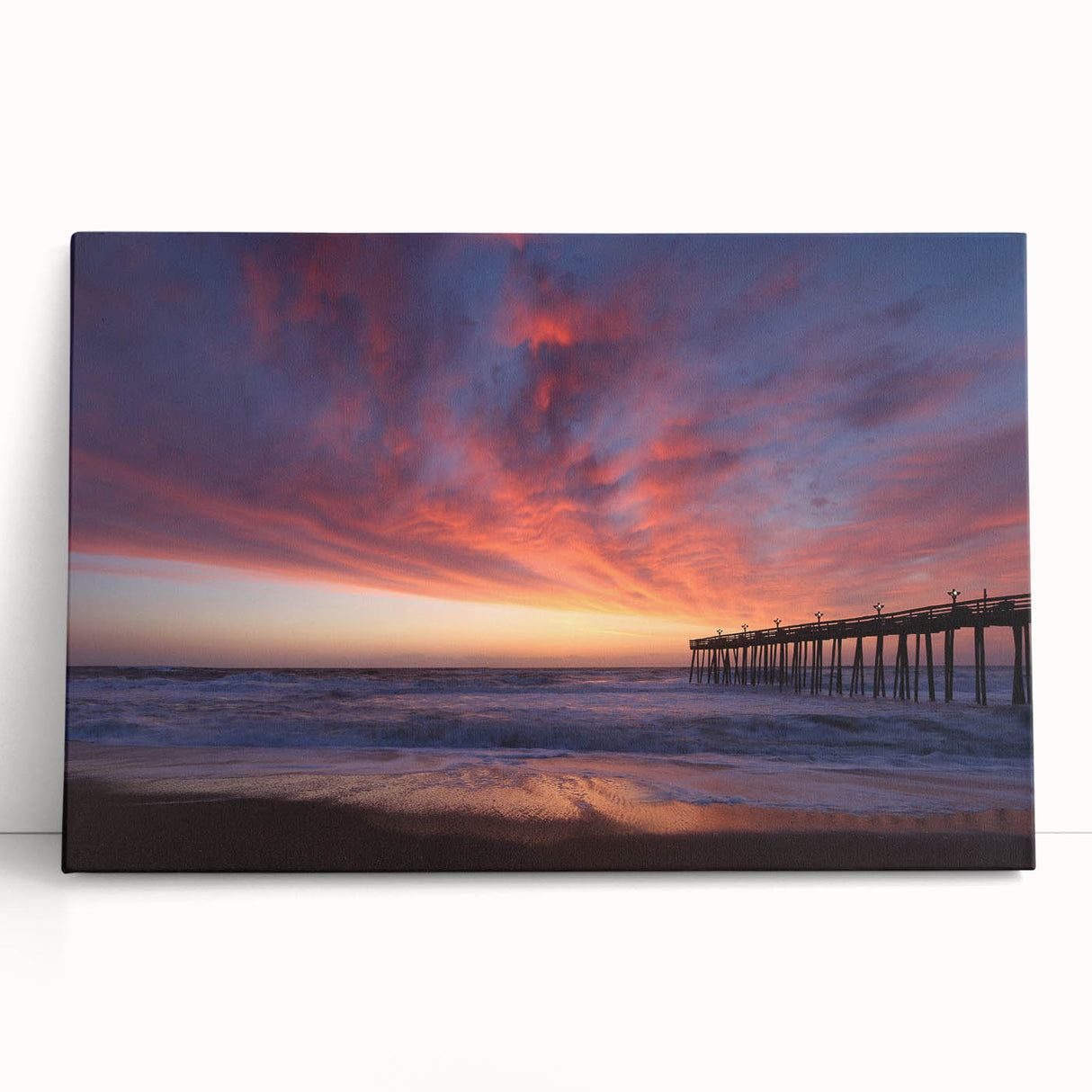 Black and white stretched canvas of the Outer Banks, featuring a panoramic view.