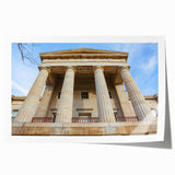 Rolled print of Raleigh, North Carolina scenery with muted green and blue tones, ideal for art wall dining room.