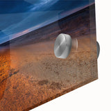 Large abstract wall art depicting North Dakota scenery in mid-century modernist style on acrylic glass.