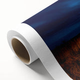 Art Deco poster of North Dakota scenery on rolled canvas, with muted earth tones, ideal for nursery wall art.