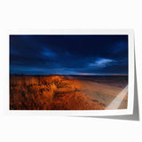 Extra large rolled print depicting a North Dakota landscape in muted earth tones, ideal for art wall dining room.