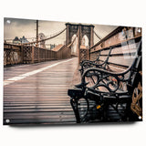 Acrylic print of a large abstract depiction of Long Island, NY in muted blue and gray tones.