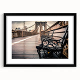 Extra large abstract art print depicting colorful, textured scenery of Long Island, in a black frame with mat.
