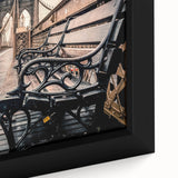 Extra large framed canvas of a textured, colorful Long Island scenery in black, ideal for living room decor.