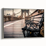 Framed canvas landscape art painting of Long Island with colorful and black vintage poster art style.