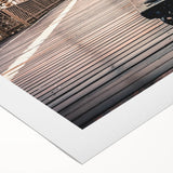 Art deco poster of Long Island, NY scene in muted earth tones on rolled canvas, suitable for dining room wall art.