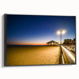 Black and white framed canvas of Brooklyn Bridge, ideal for bedroom wall art in a vintage poster style.