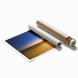 Extra large rolled print of New York City skyline with muted blue and gray tones, ideal for classy bathroom wall art.