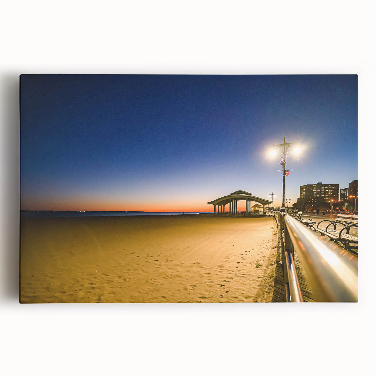 Black and white stretched canvas of the Brooklyn Bridge, ideal for kitchen wall art.