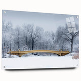 Acrylic print of Central Park with green and brown tones, suitable for dining room decor.