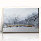 Large abstract wall art of Central Park in muted green and gold tones, acrylic print in a gold frame.