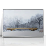 Art Deco poster of Central Park with muted green and beige tones, framed acrylic, ideal for modern nursery wall art.