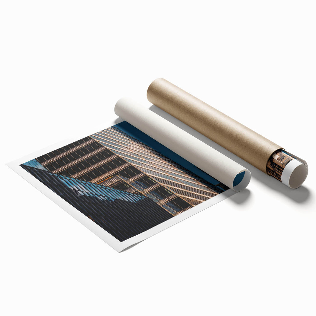 Extra large rolled print of New York City featuring the Chrysler Building in muted gray and blue tones.